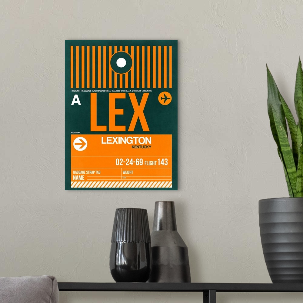 A modern room featuring LEX Lexington Luggage Tag II