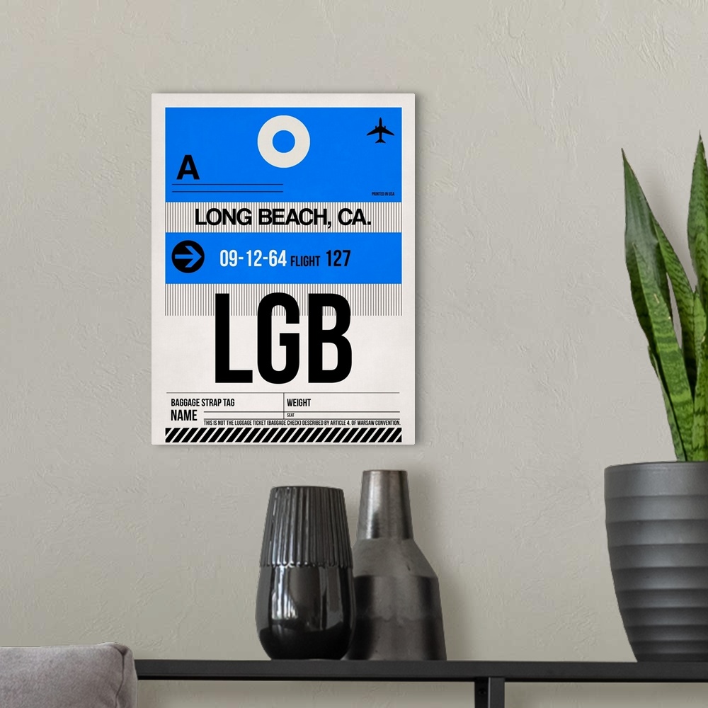 A modern room featuring LGB Long Beach Luggage Tag I