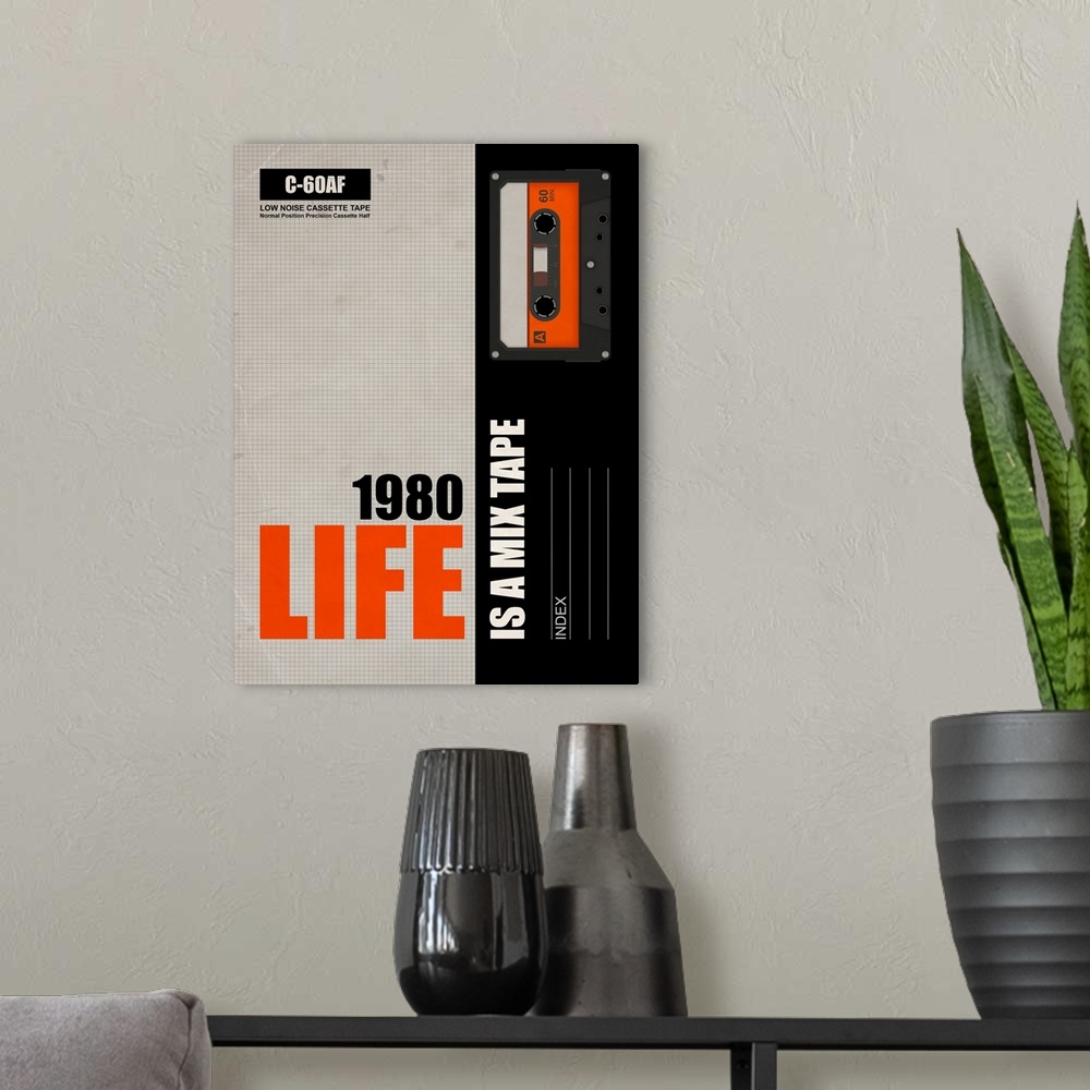 A modern room featuring Life Is A Mix Tape