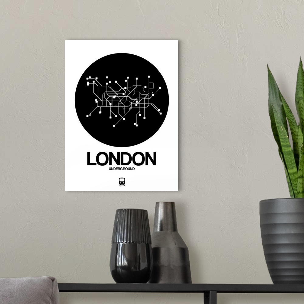 A modern room featuring London Black Subway Map