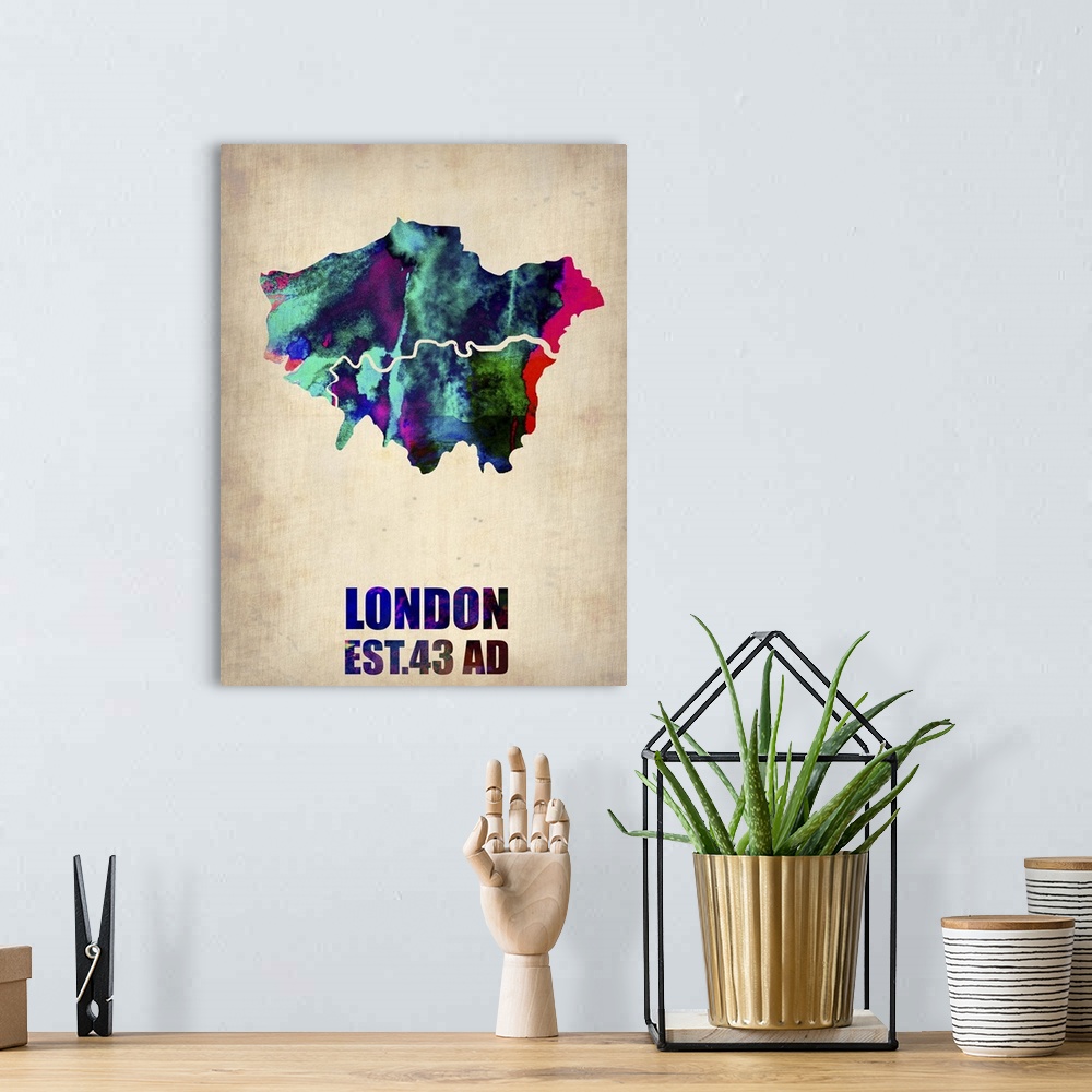 A bohemian room featuring London Watercolor Map