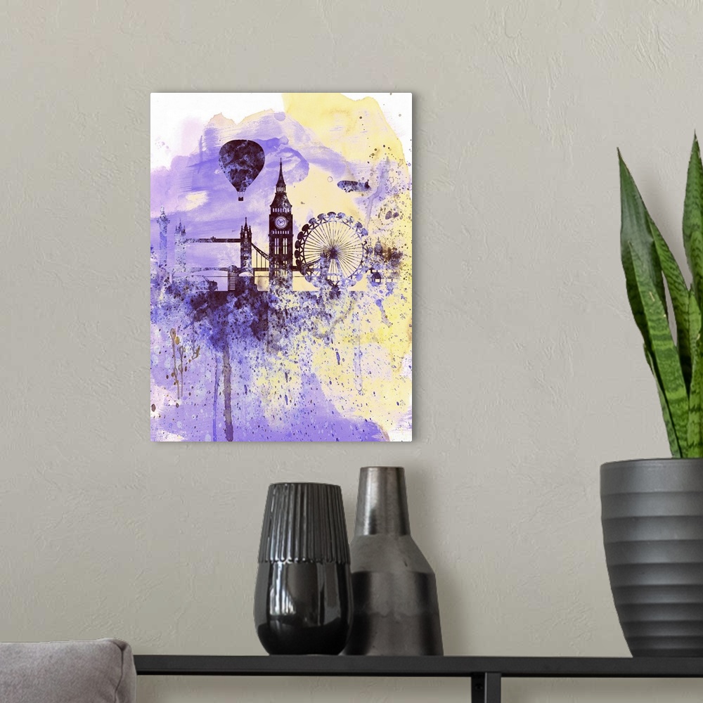 A modern room featuring London Watercolor Skyline