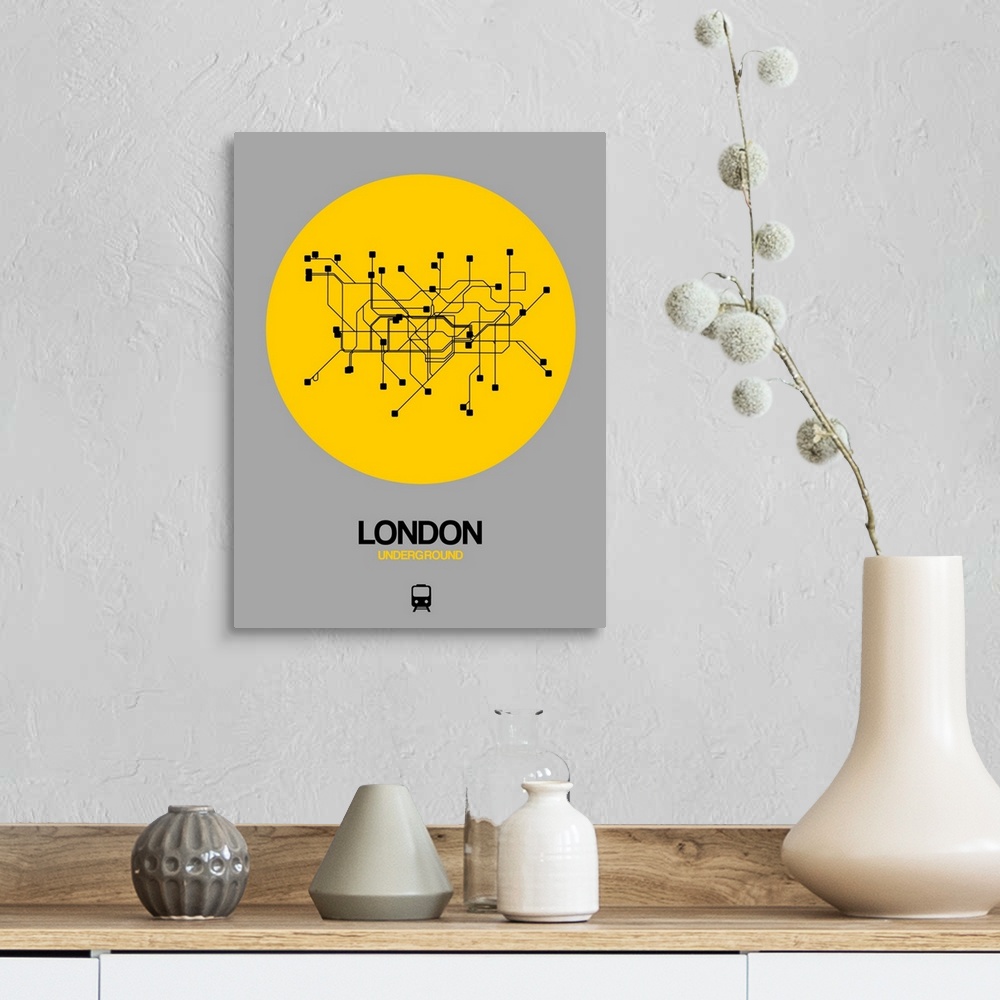 A farmhouse room featuring London Yellow Subway Map