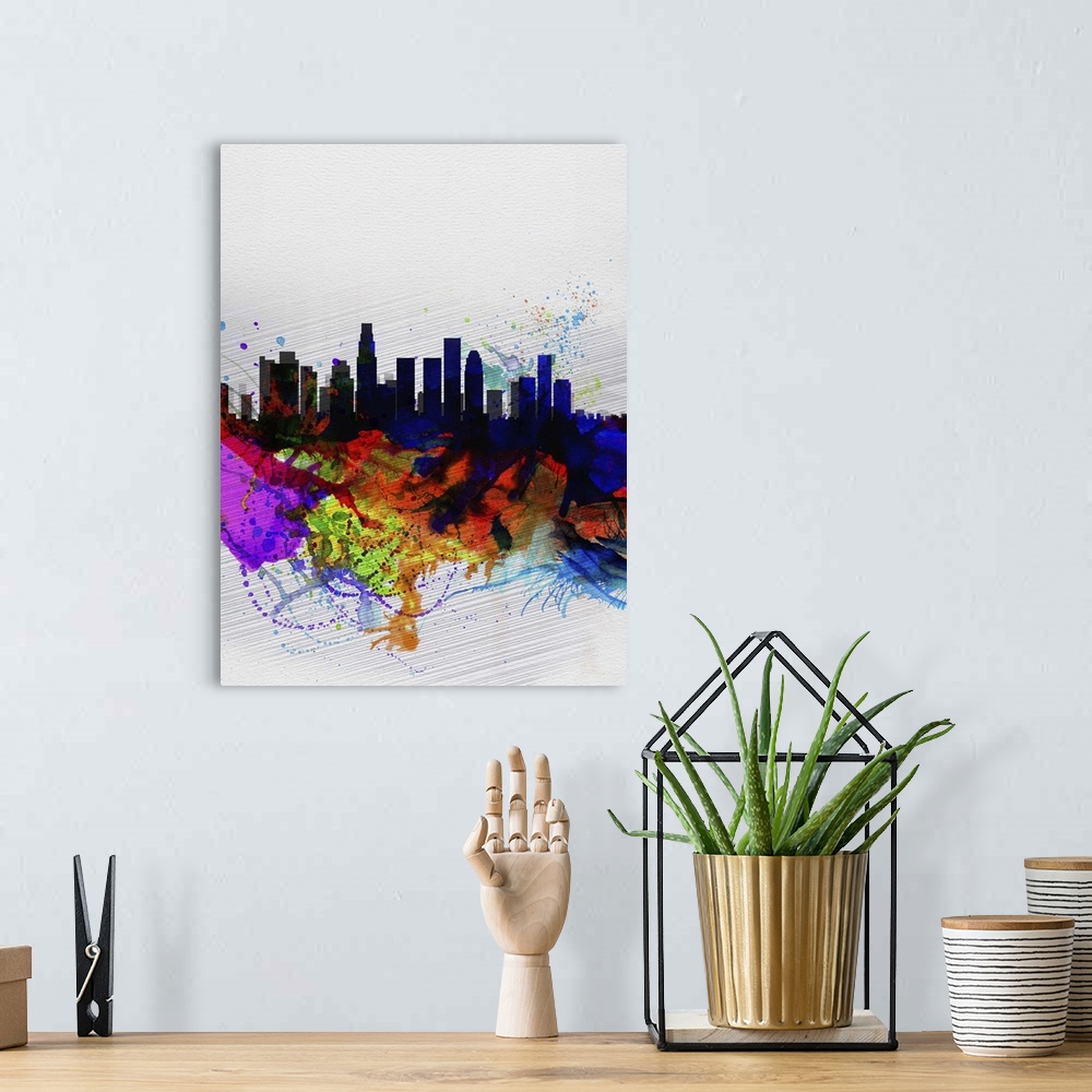 A bohemian room featuring Los Angeles  Watercolor Skyline II