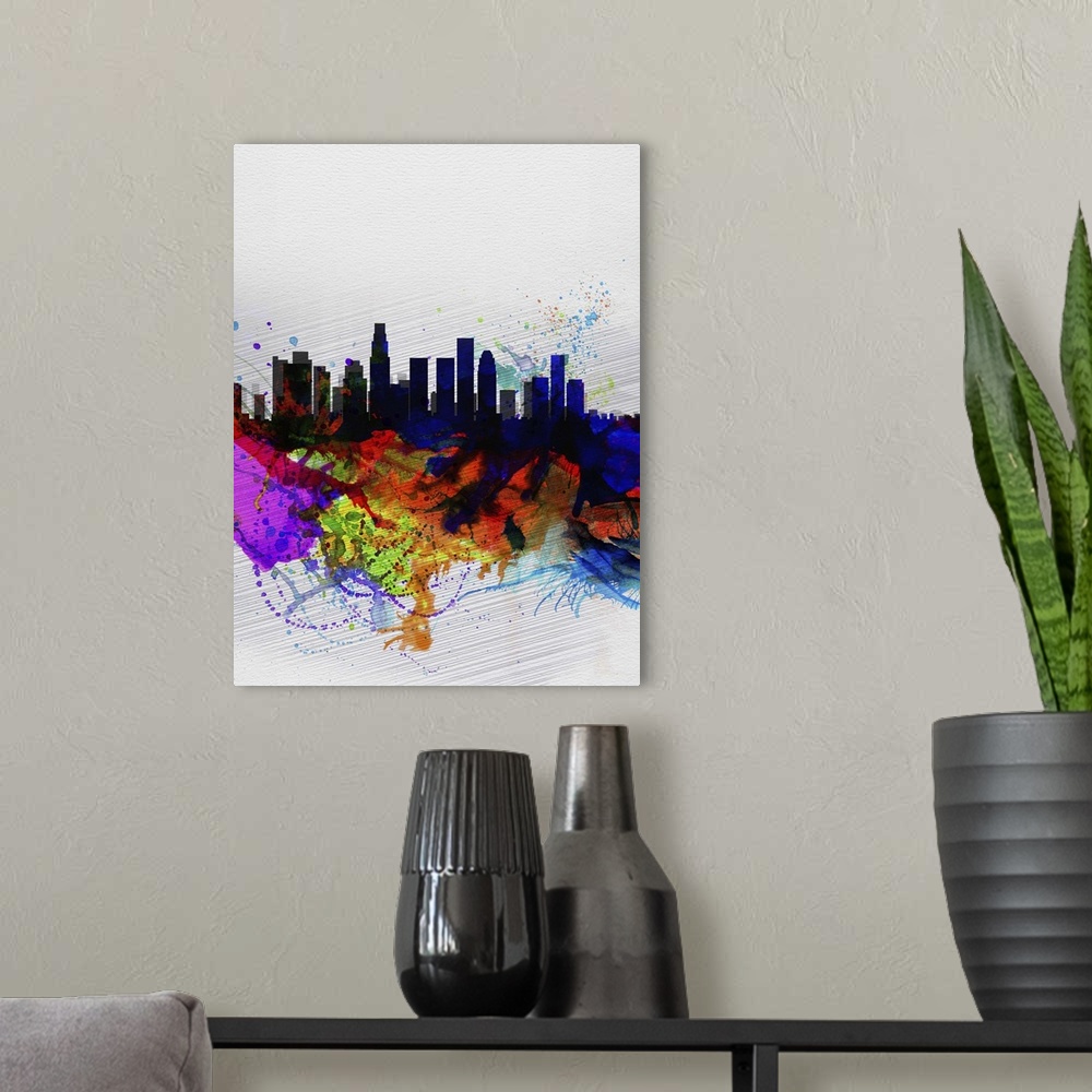 A modern room featuring Los Angeles  Watercolor Skyline II