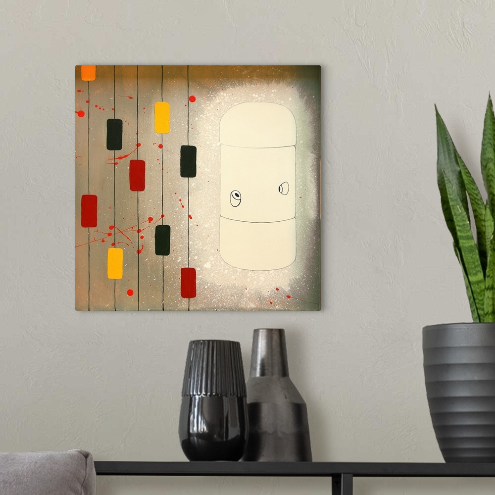 A modern room featuring Contemporary abstract surrealist painting.