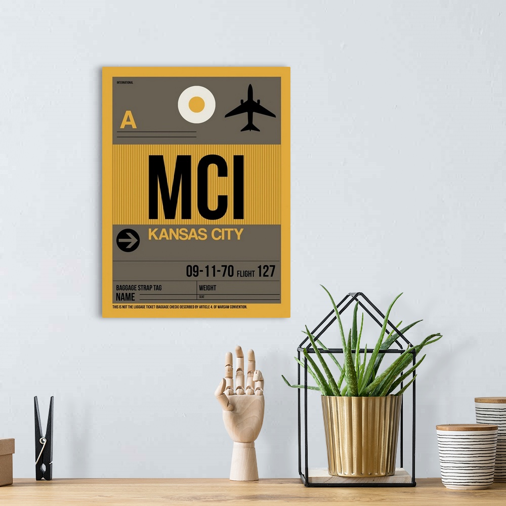 A bohemian room featuring MCI Kansas City Luggage Tag I