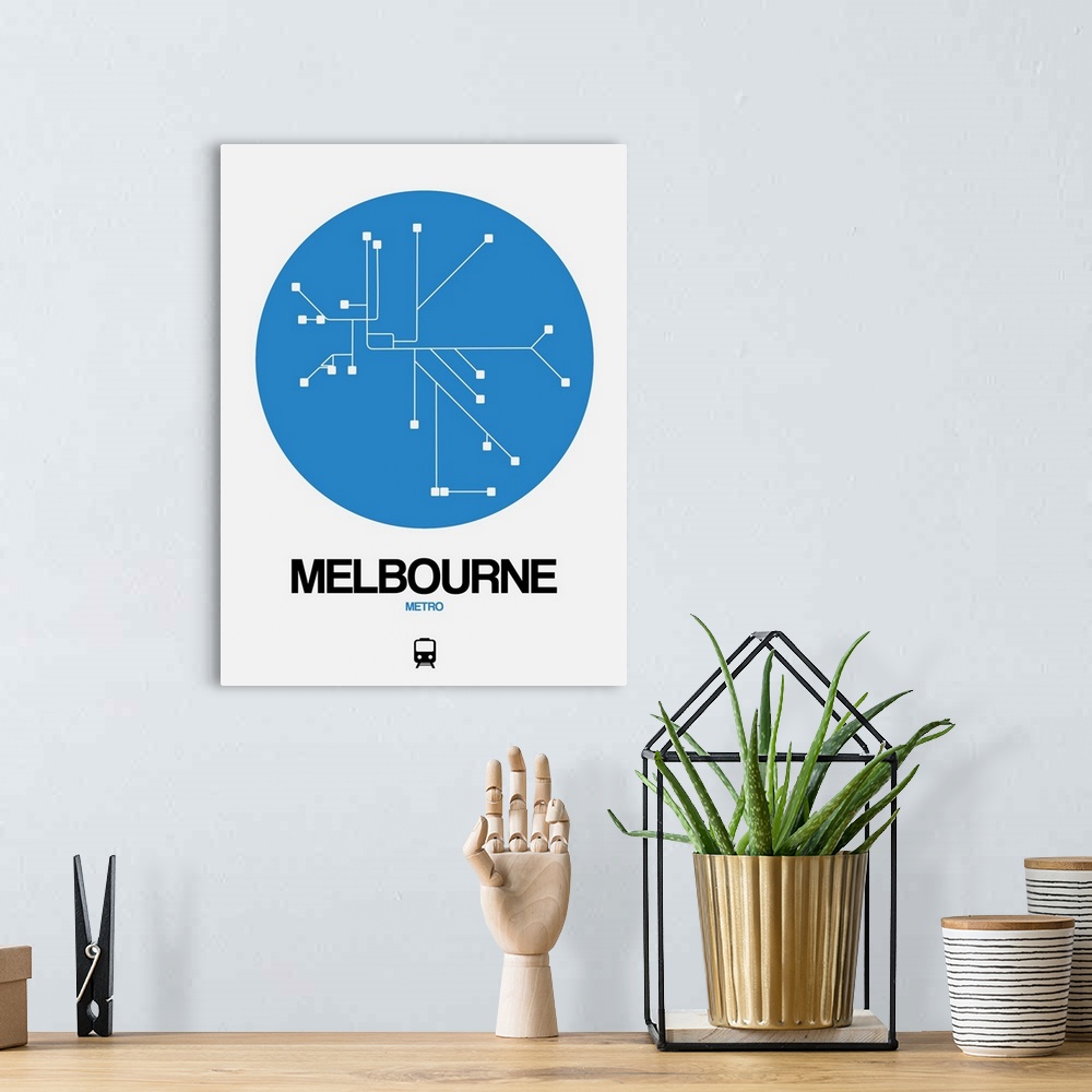 A bohemian room featuring Melbourne Blue Subway Map