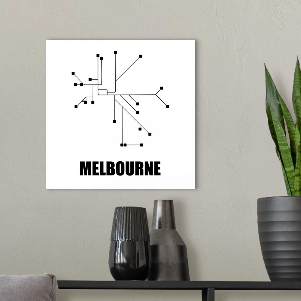 A modern room featuring Melbourne White Subway Map