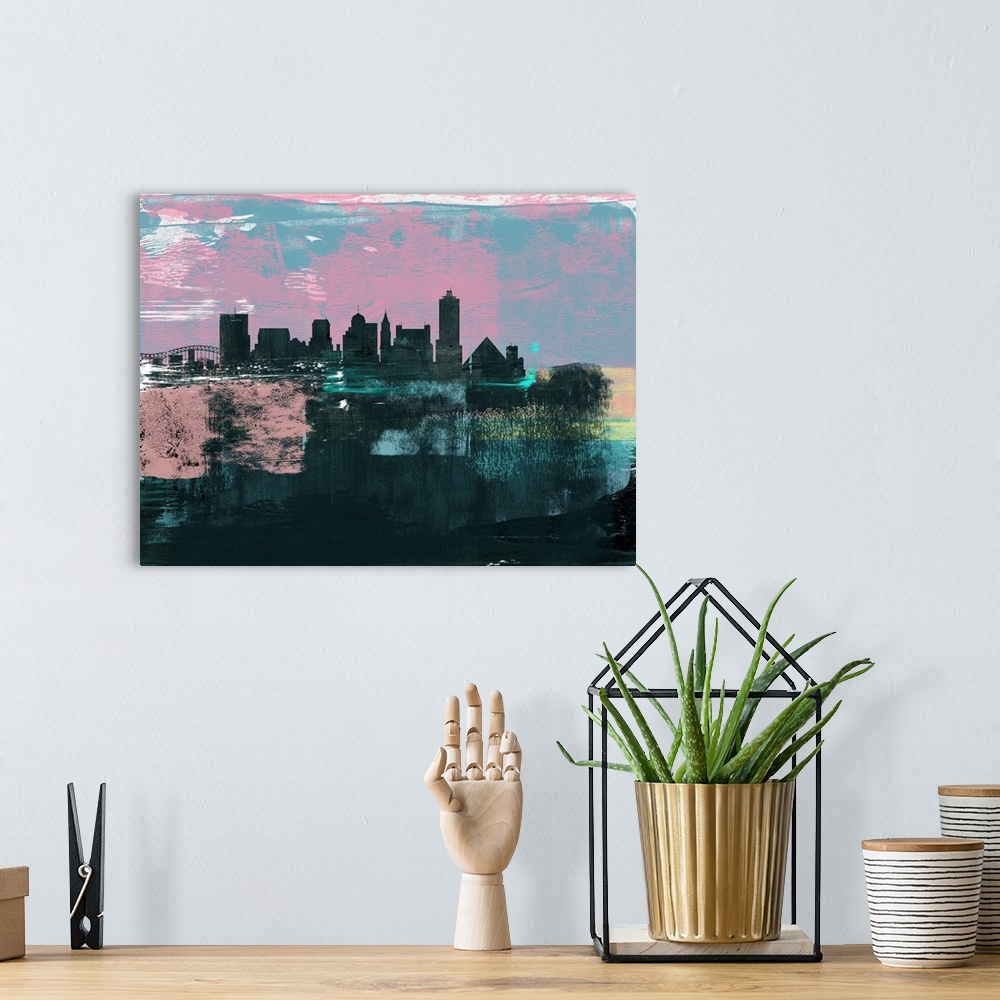 A bohemian room featuring Memphis Abstract Skyline I
