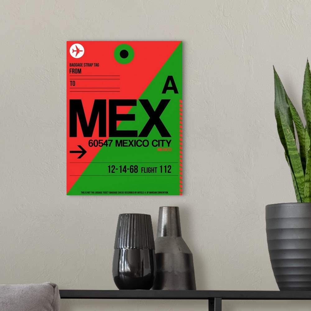 A modern room featuring MEX Mexico City Luggage Tag II