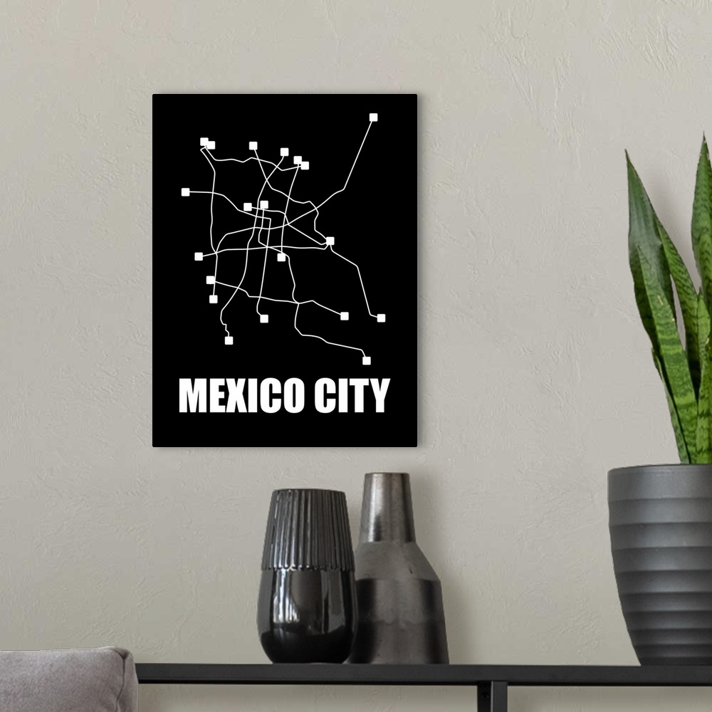 A modern room featuring Mexico City Subway Map III