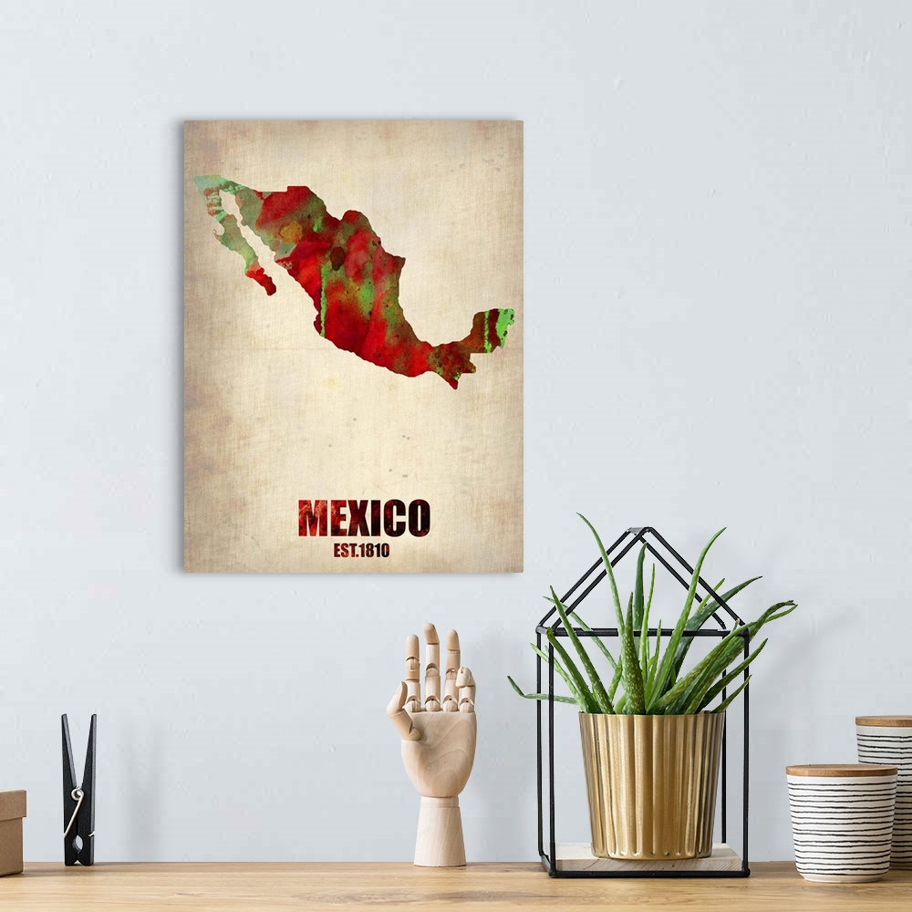 A bohemian room featuring Mexico Watercolor Map
