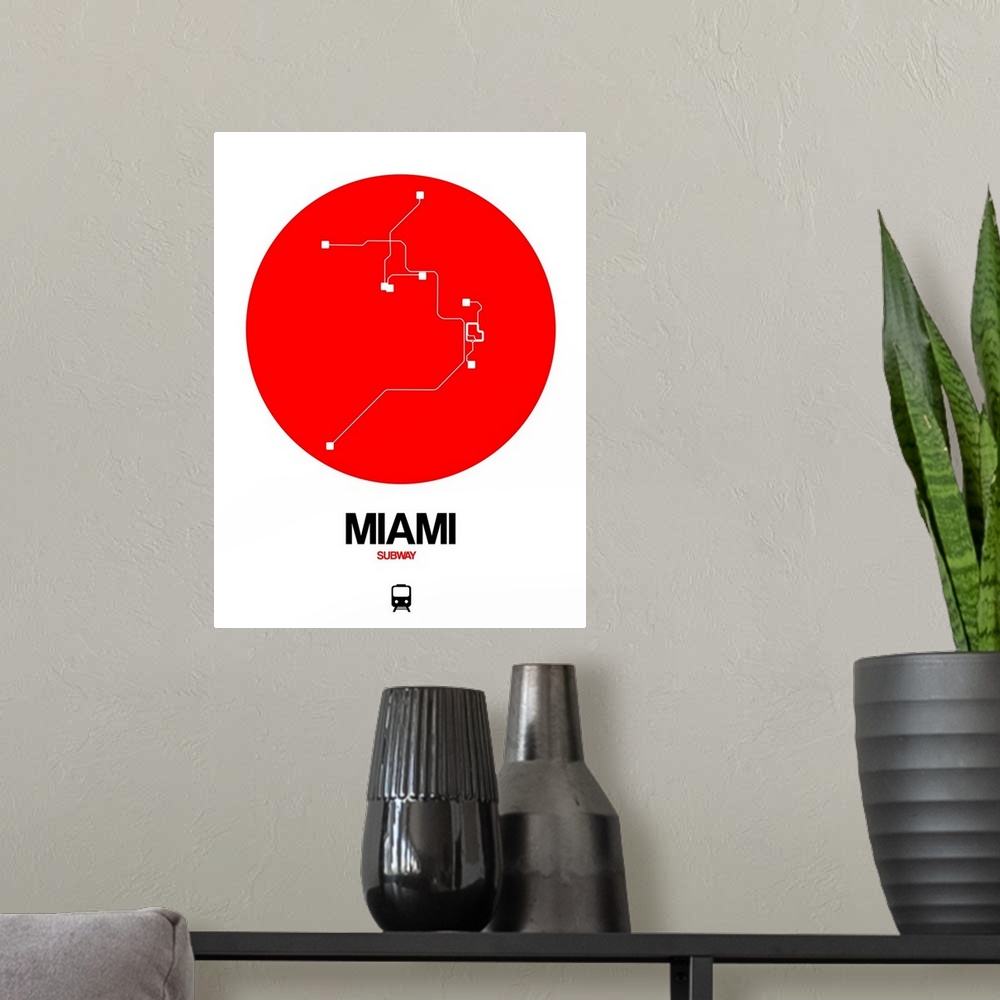 A modern room featuring Miami Red Subway Map