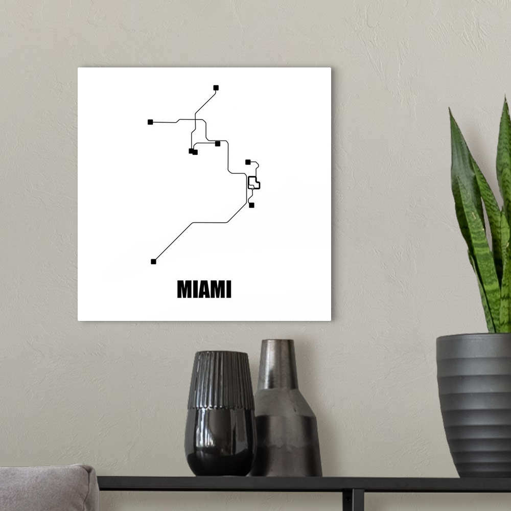A modern room featuring Miami White Subway Map