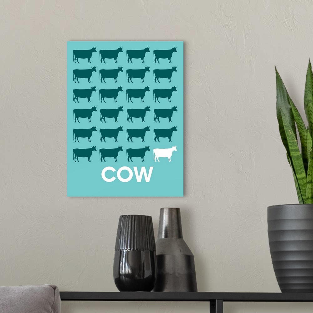 A modern room featuring Minimalist Animal Poster - Cow