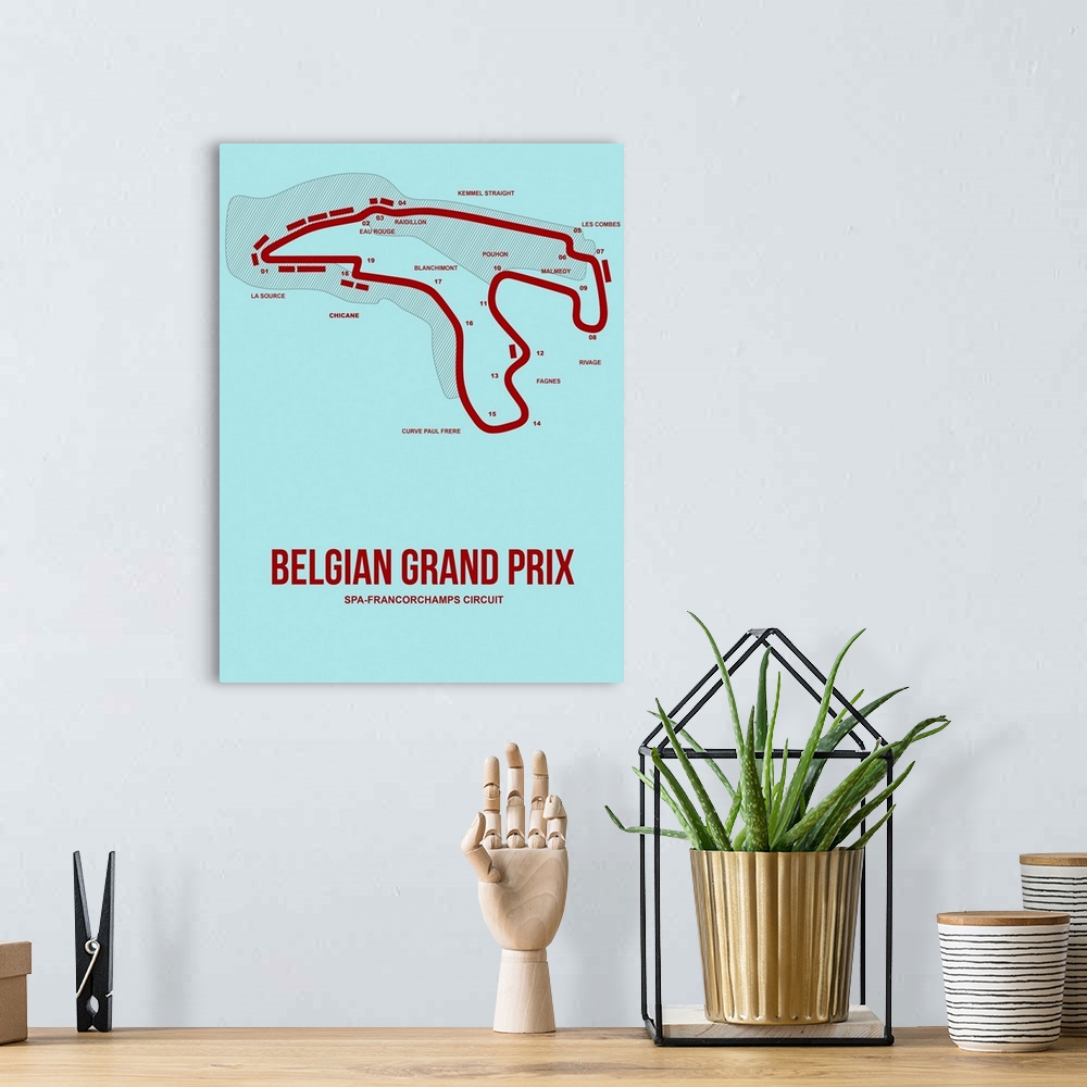 A bohemian room featuring Minimalist Belgian Grand Prix Poster III