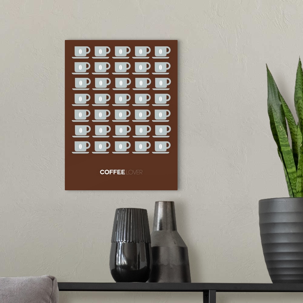 A modern room featuring Minimalist Beverage Poster - Coffee - Brown