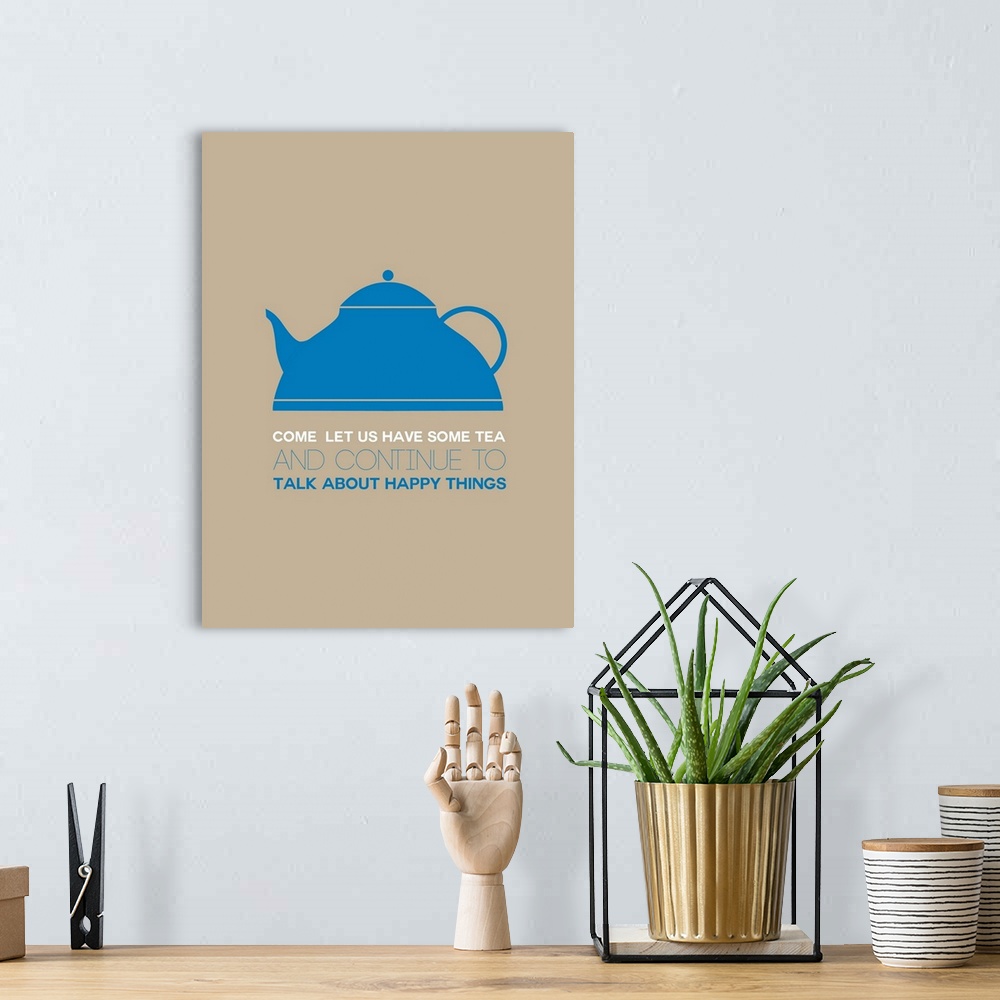 A bohemian room featuring Minimalist Beverage Poster - Tea - Blue
