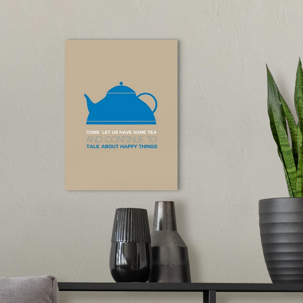 A modern room featuring Minimalist Beverage Poster - Tea - Blue
