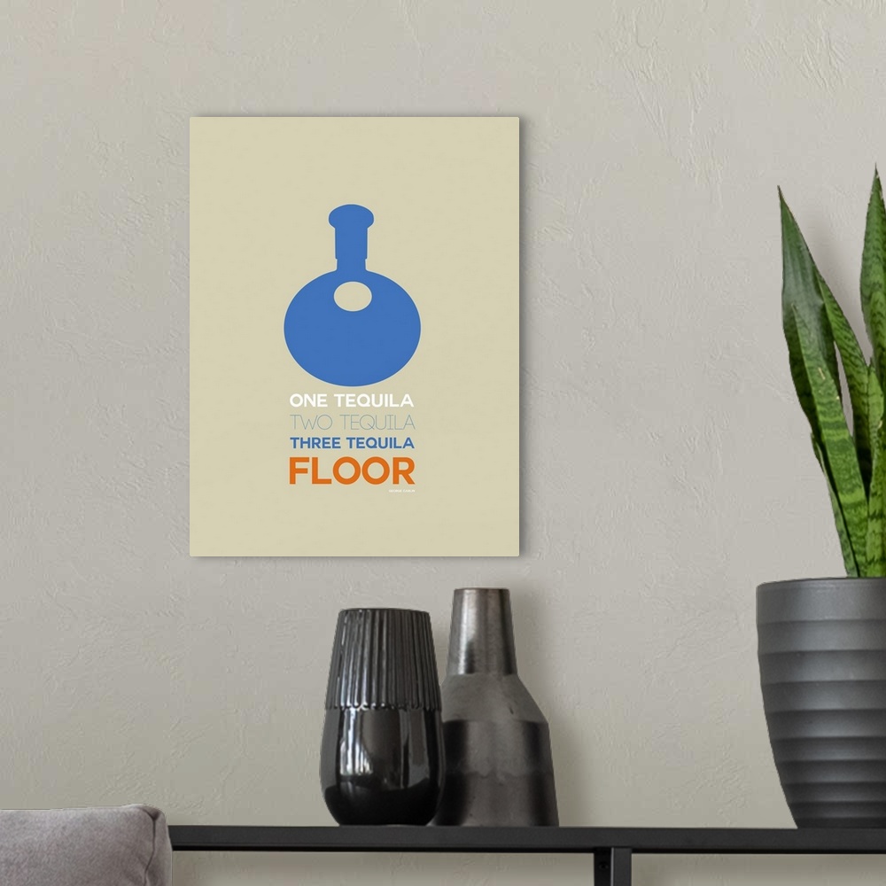 A modern room featuring Minimalist Beverage Poster -Tequila - Blue