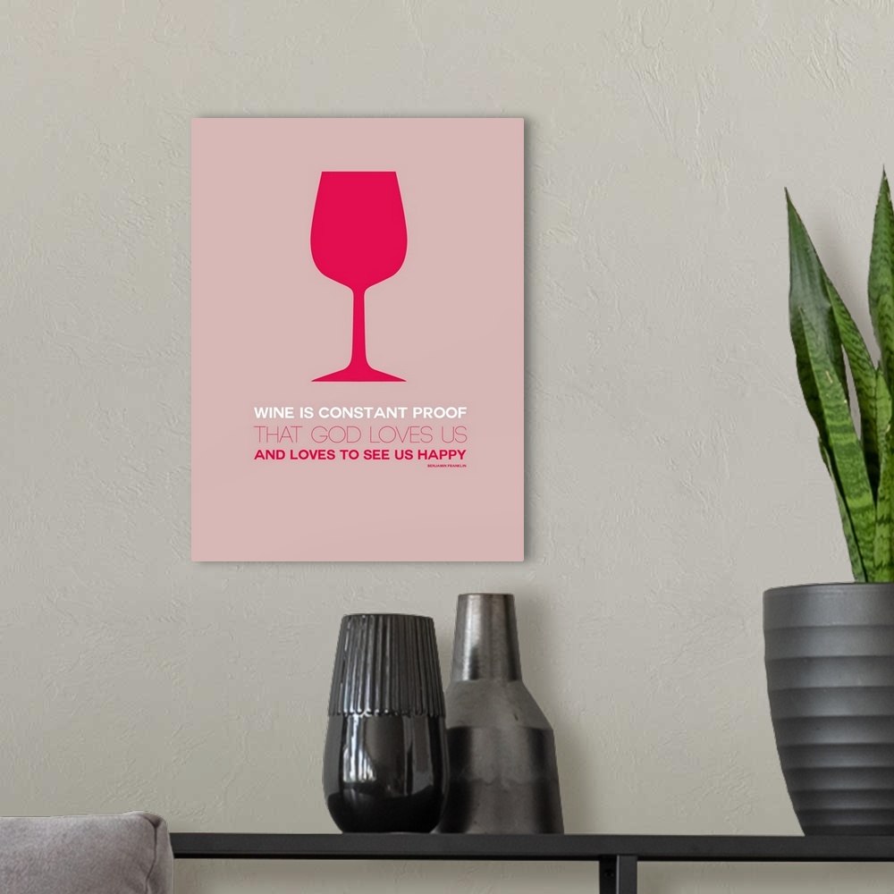 A modern room featuring Minimalist Beverage Poster - Wine - Red