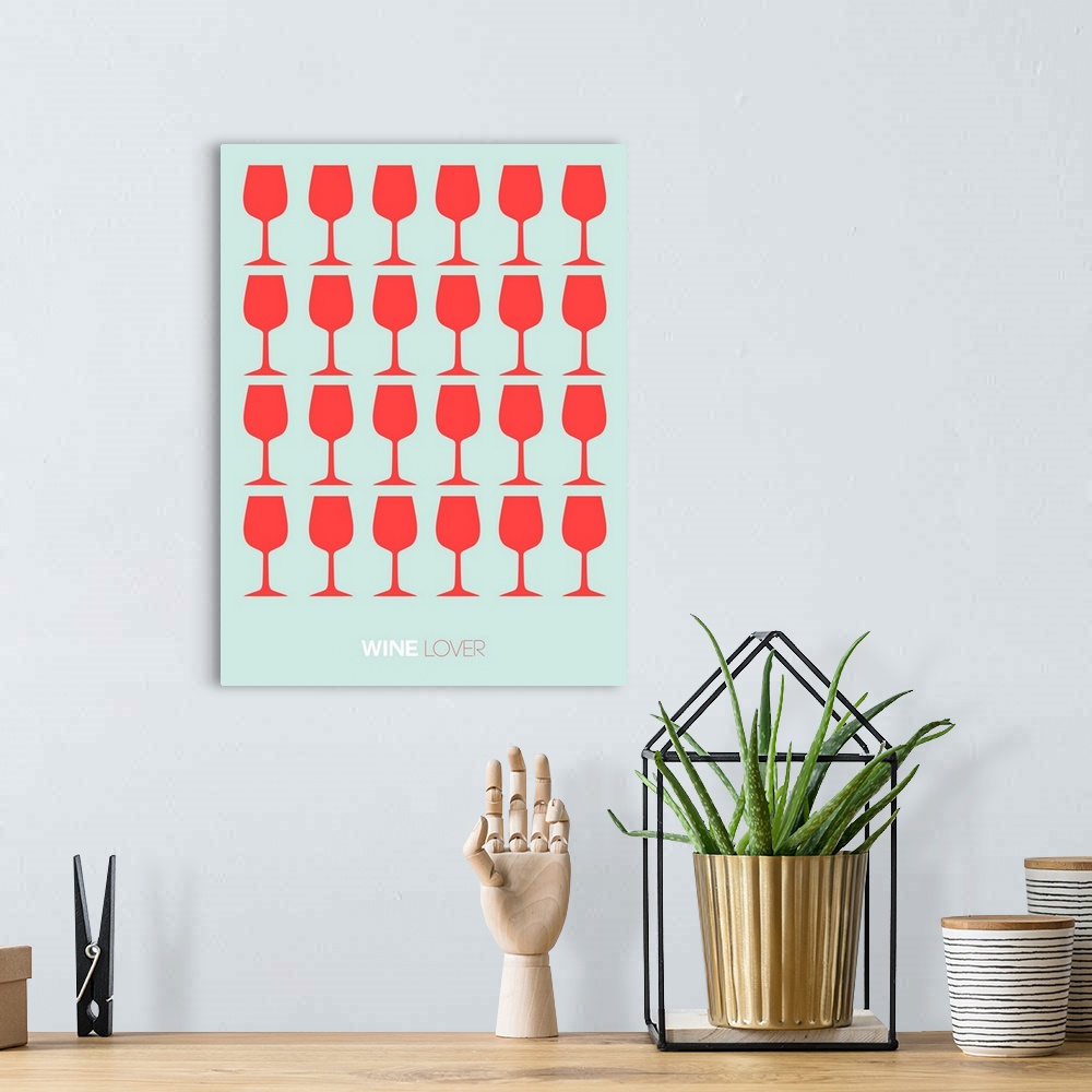A bohemian room featuring Minimalist Beverage Poster - Wine - Red II