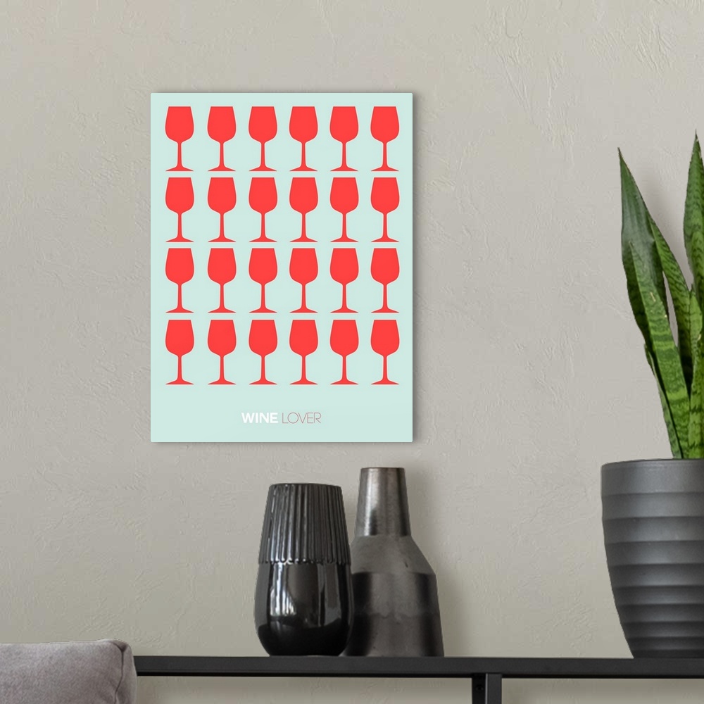 A modern room featuring Minimalist Beverage Poster - Wine - Red II
