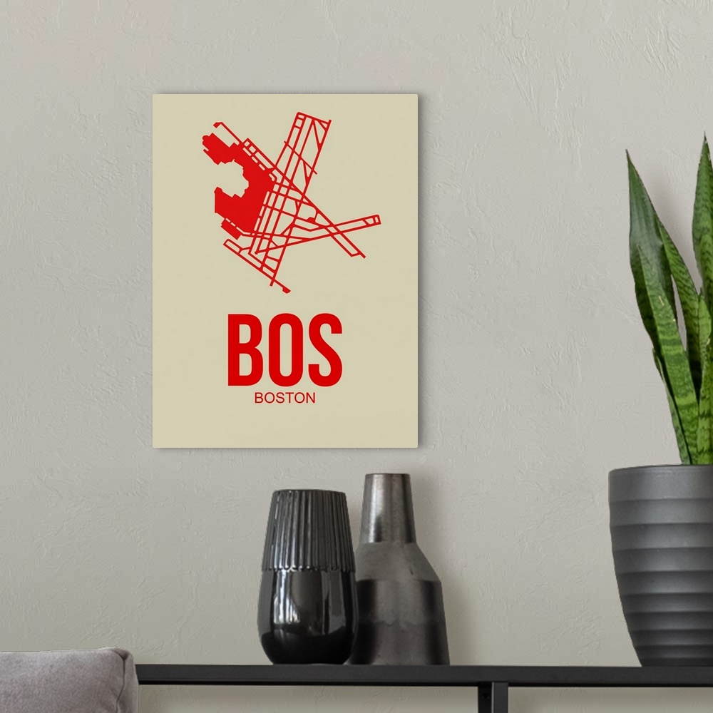 A modern room featuring Minimalist BOS Boston Poster I