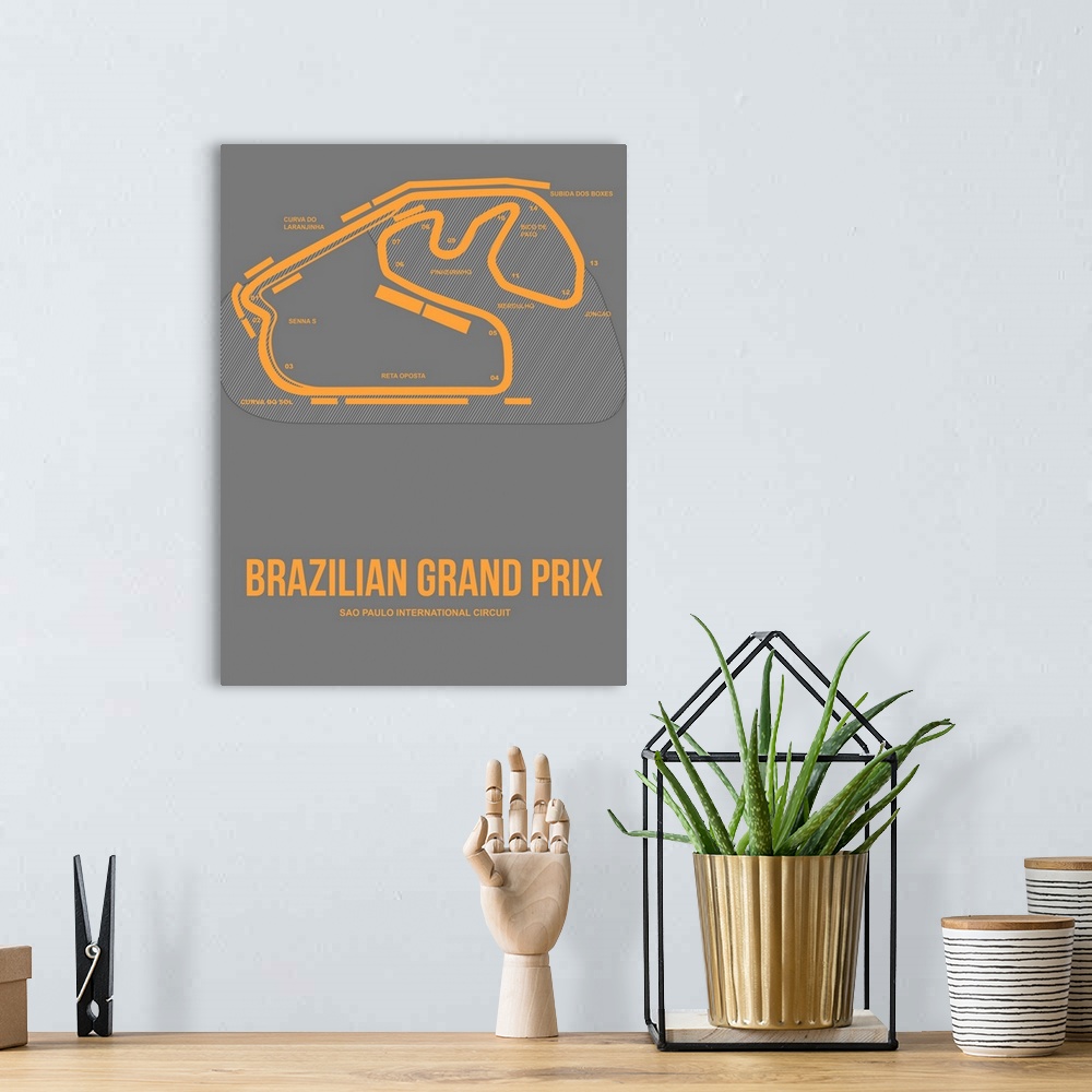 A bohemian room featuring Minimalist Brazilian Grand Prix Poster I