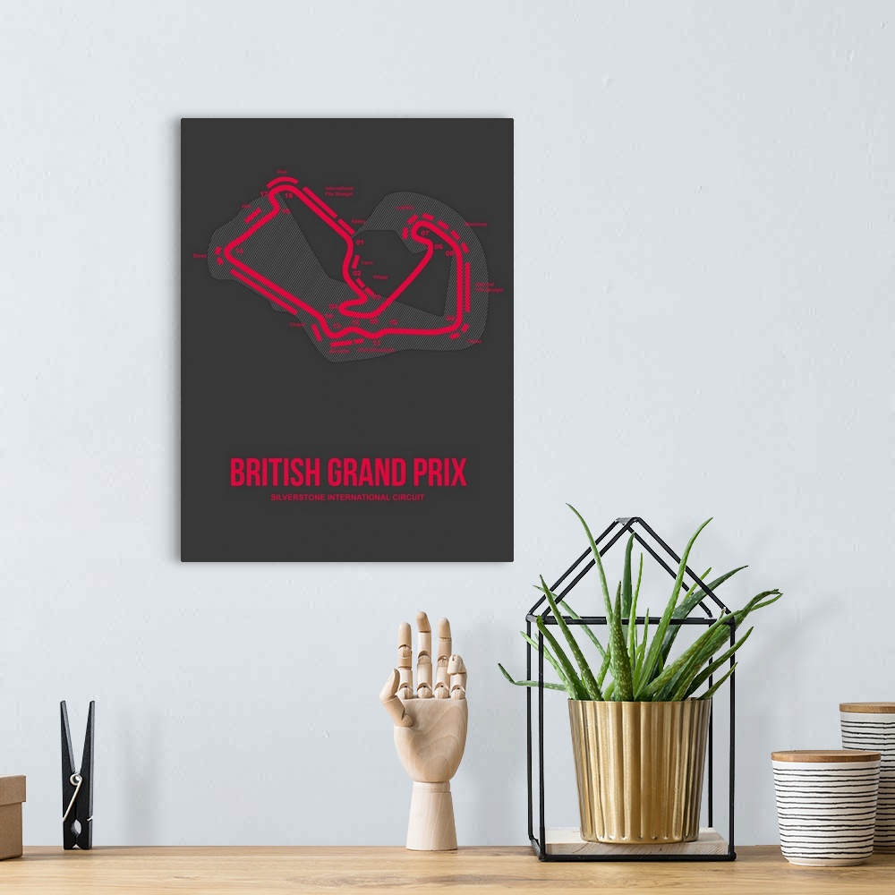 A bohemian room featuring Minimalist British Grand Prix Poster II