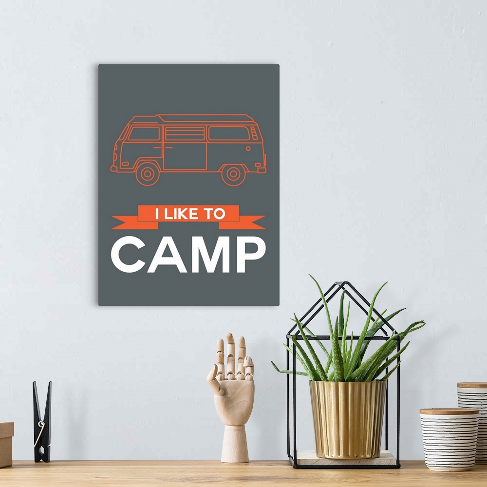 A bohemian room featuring Minimalist Camper Poster I