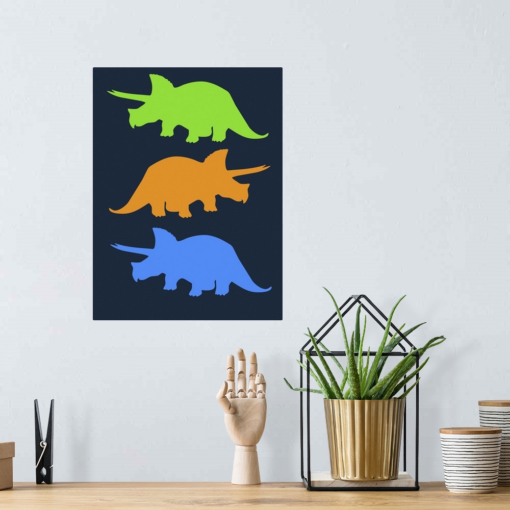 A bohemian room featuring Minimalist Dinosaur Family Poster VI