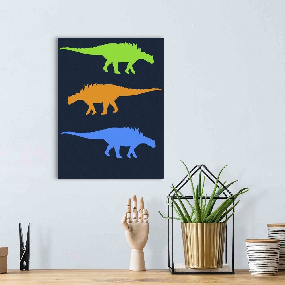 A bohemian room featuring Minimalist Dinosaur Family Poster X