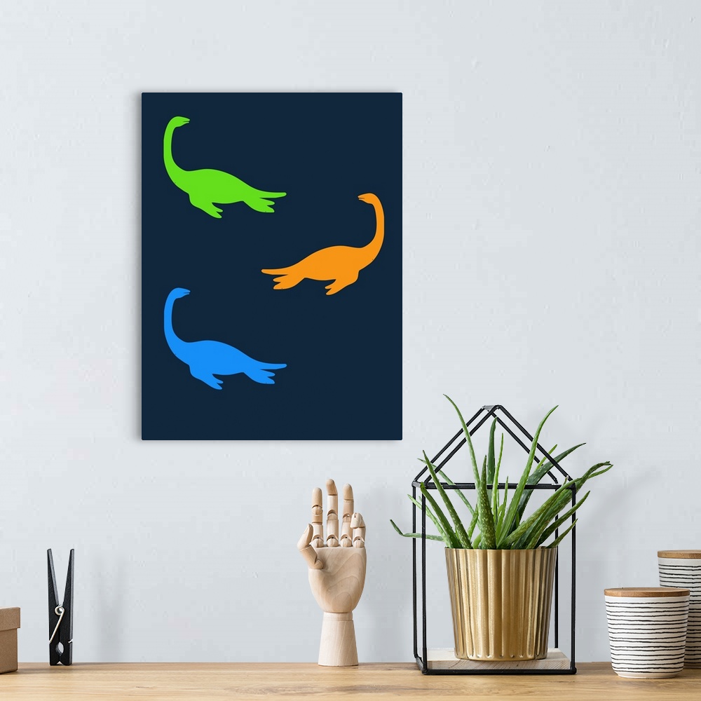 A bohemian room featuring Minimalist Dinosaur Family Poster XX