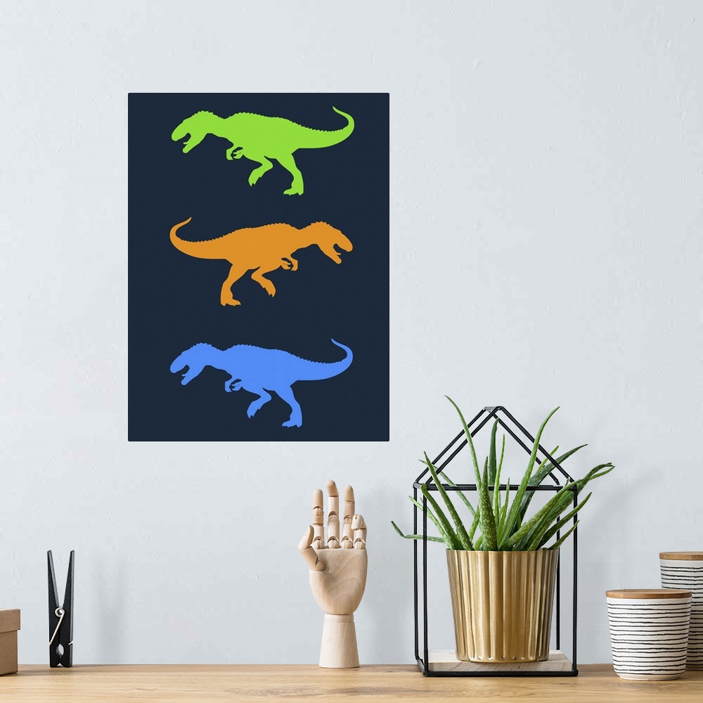 A bohemian room featuring Minimalist Dinosaur Family Poster XXII