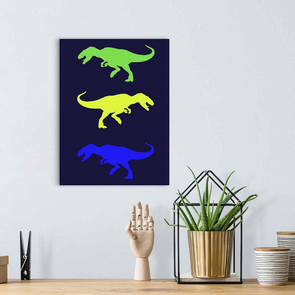 A bohemian room featuring Minimalist Dinosaur Family Poster XXIII