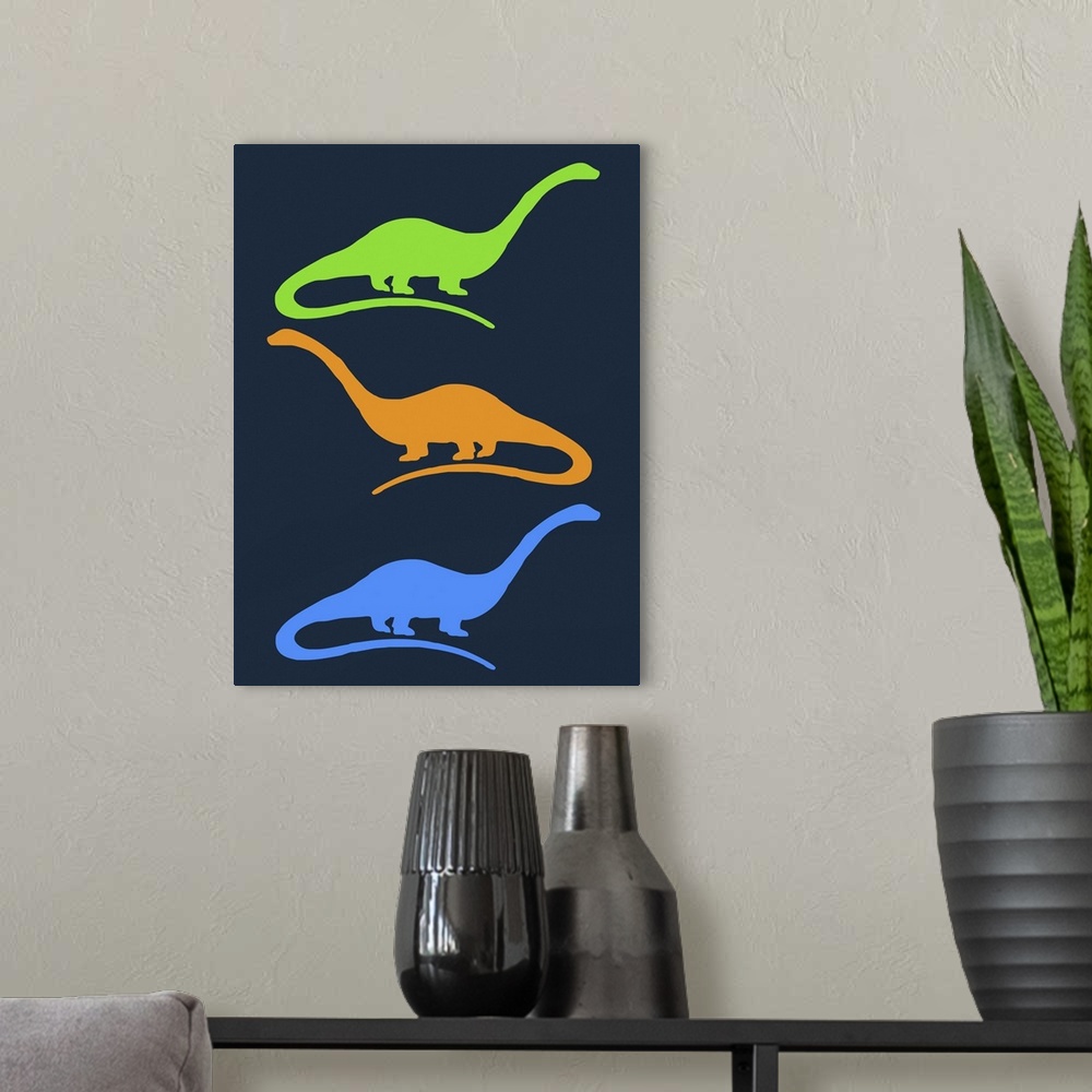 A modern room featuring Minimalist Dinosaur Family Poster XXV
