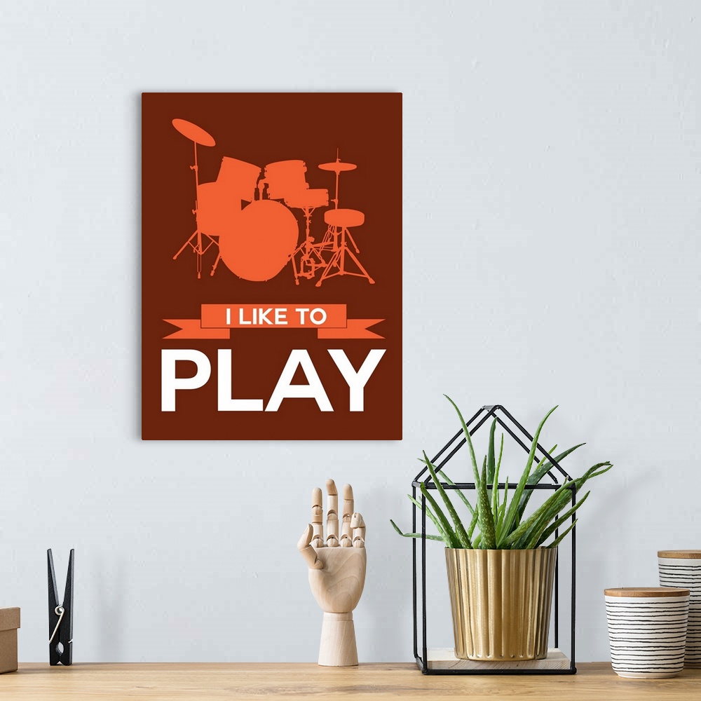 A bohemian room featuring Minimalist Drum Set Poster I