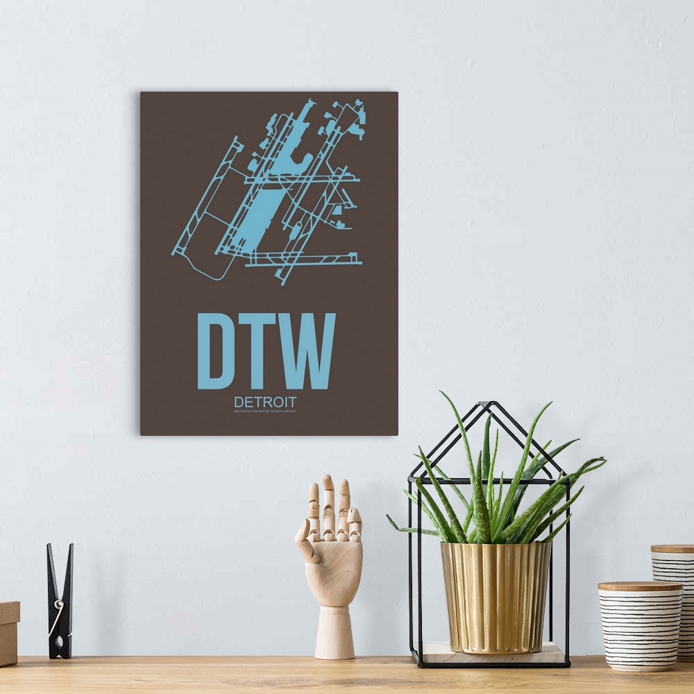 A bohemian room featuring Minimalist DTW Detroit Poster I