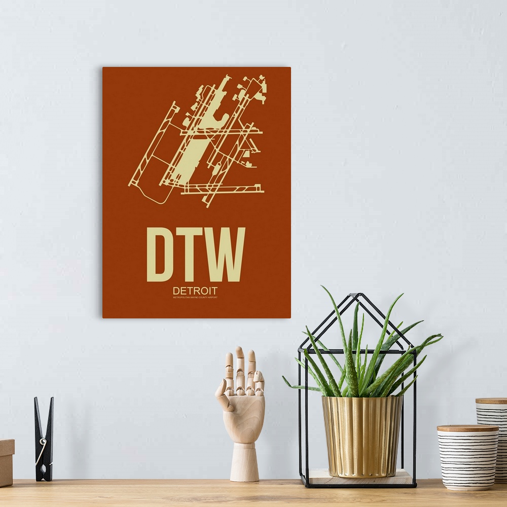 A bohemian room featuring Minimalist DTW Detroit Poster II