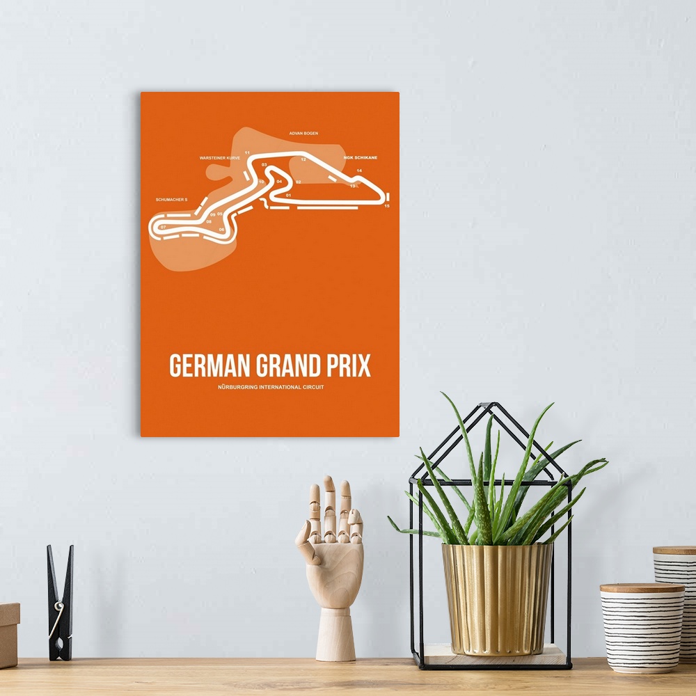 A bohemian room featuring Minimalist German Grand Prix Poster III