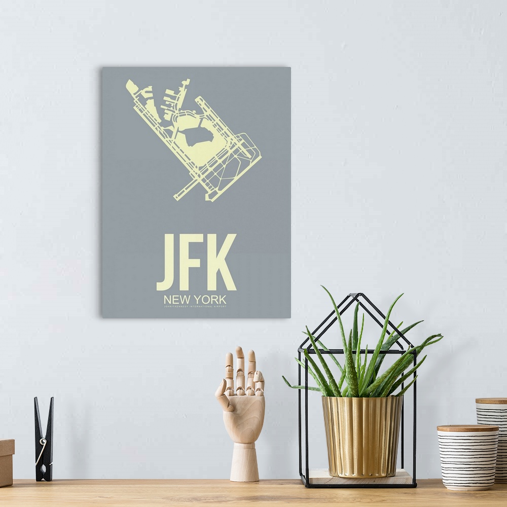 A bohemian room featuring Minimalist JFK New York Poster I