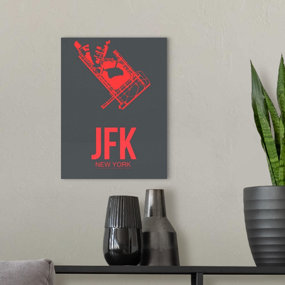 A modern room featuring Minimalist JFK New York Poster II