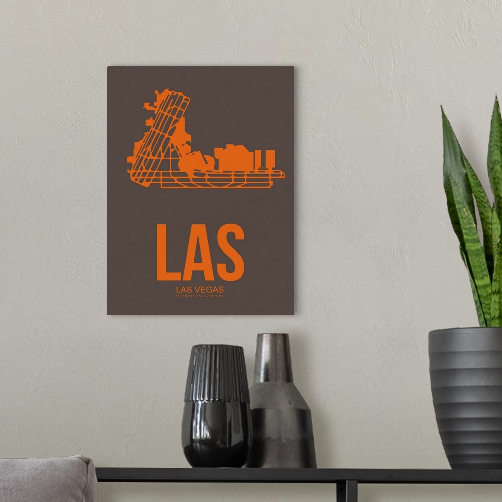 A modern room featuring Minimalist LAS Las Vegas Poster I