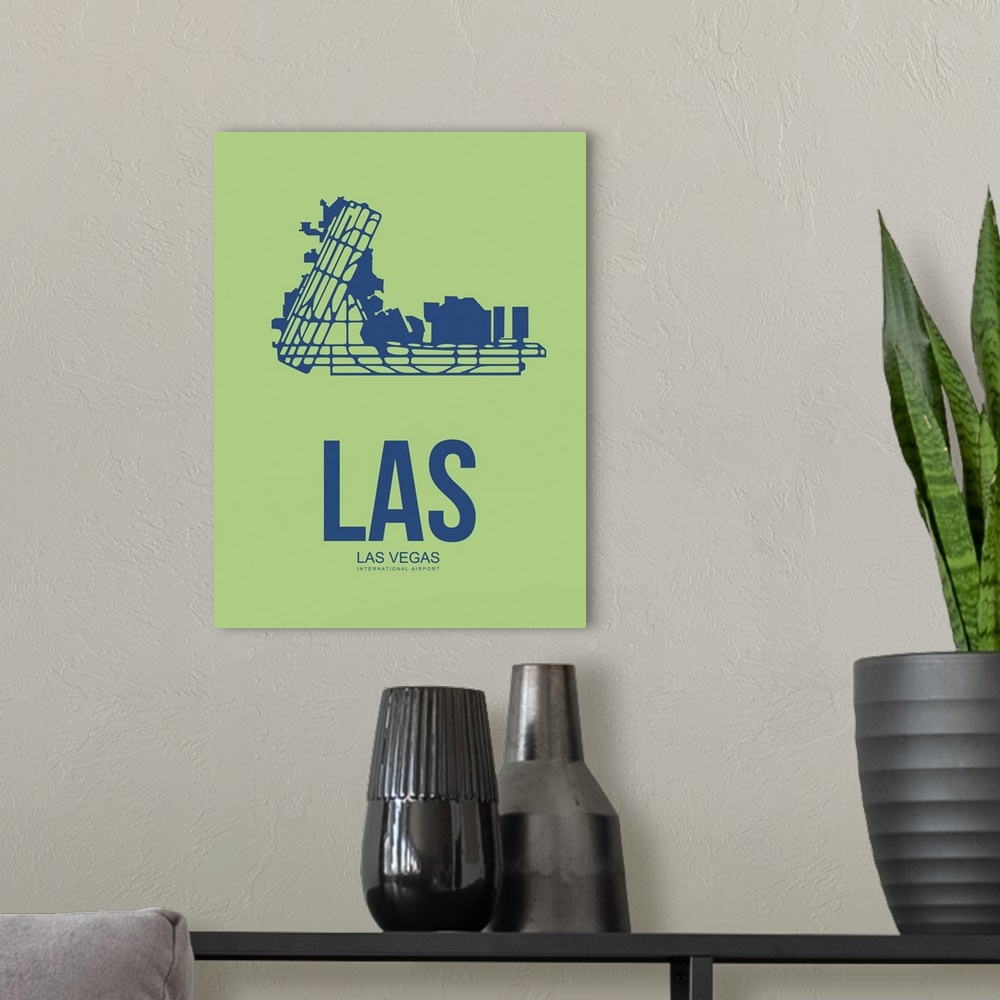 A modern room featuring Minimalist LAS Las Vegas Poster II