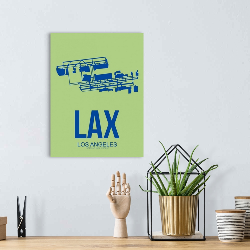 A bohemian room featuring Minimalist LAX Los Angeles Poster I