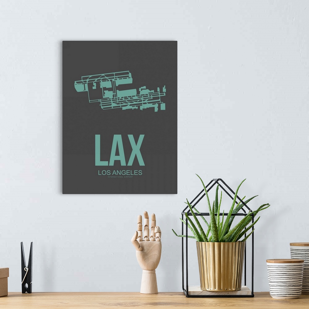 A bohemian room featuring Minimalist LAX Los Angeles Poster II