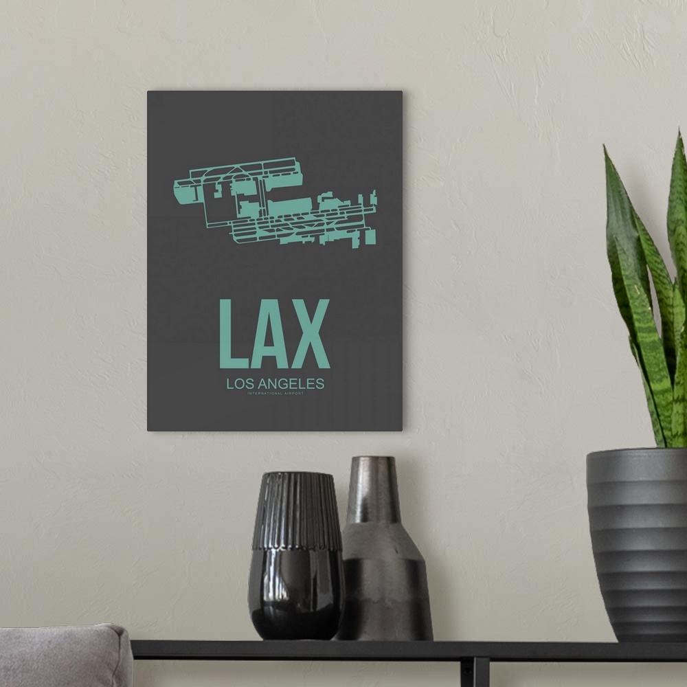 A modern room featuring Minimalist LAX Los Angeles Poster II