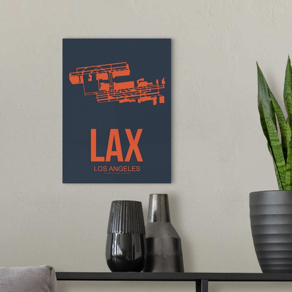 A modern room featuring Minimalist LAX Los Angeles Poster III
